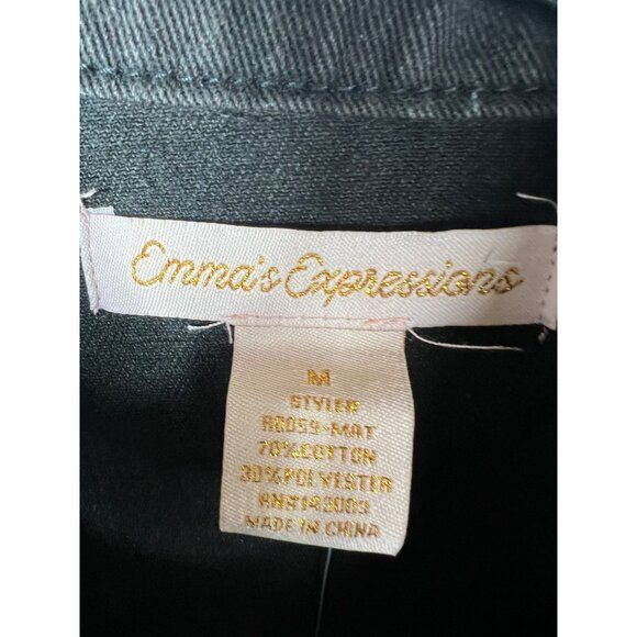 Emmas Expressions "Mama" Embroidered Black Denim Jacket With Butterfly Medium - Picture 5 of 13